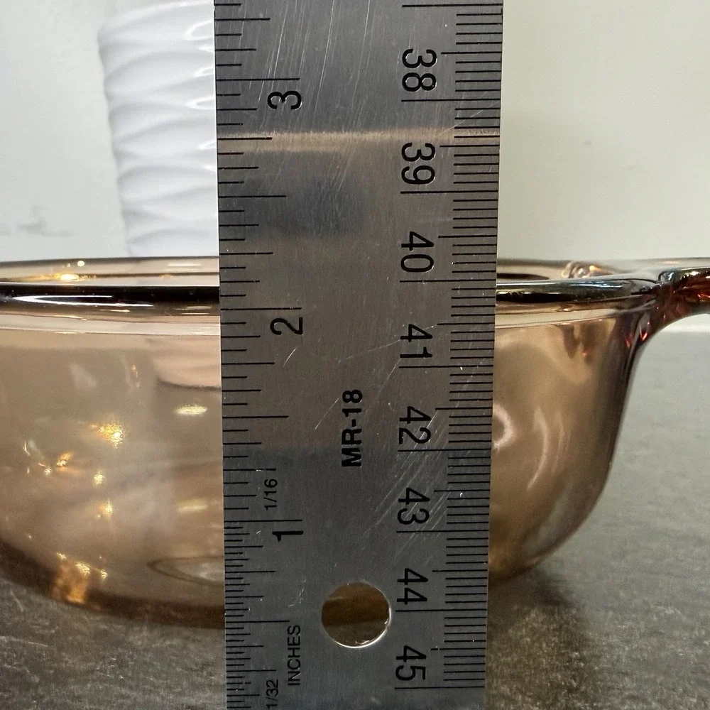 PYREX Corning Ware VISION Amber Heat n' Eat Glass Grab It Bowl V-150B NO‎ lid